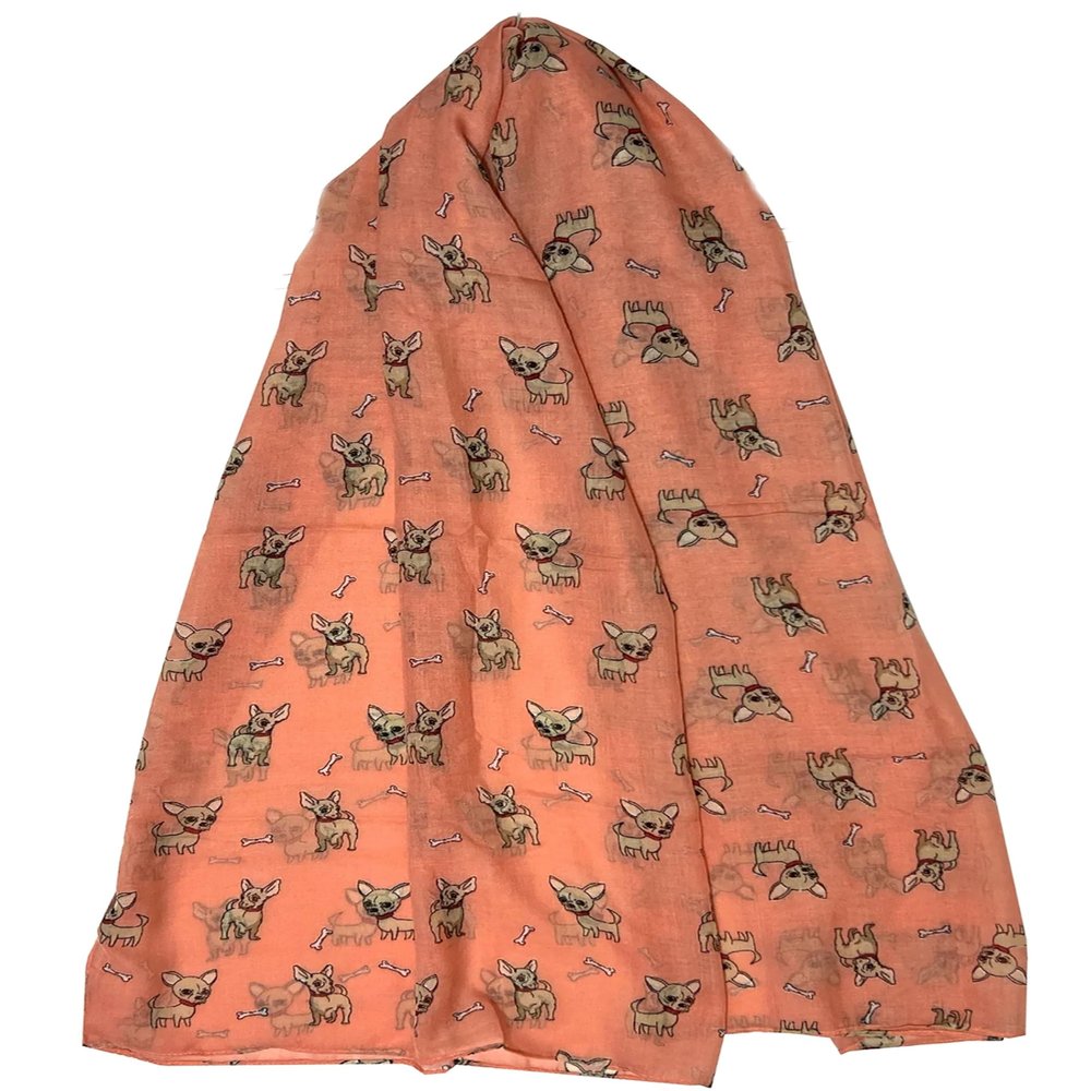 GFM Chihuahua Scarf with Animal Print, Salmon, 42
