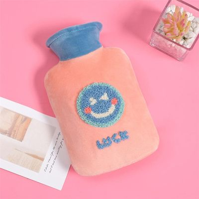 Orange Smiley Hot Water Bottle with Plush Cover, 1000 mL