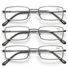 SKYWAY 3-Pack Reading Glasses for Men, Metal Frame Blue-Light-Blocking Glasses, Lightweight Anti-Glare Computer Readers (Gray, 1.5) view 1
