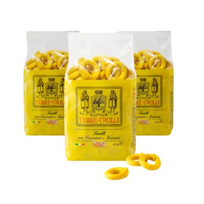 Terre Dei Trulli Taralli Pugliesi with Turmeric and Ginger, 3 x 250 g