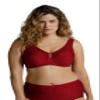 Ulla Popken Women's Wireless Support Bra, Rhinestone Pendant, Cups C-G, Dark Red, 125C view 1