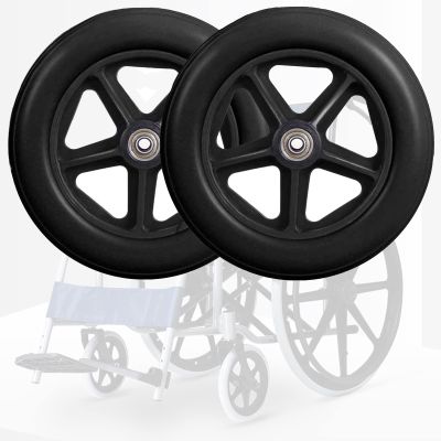 LIGUOYI 2-Piece Wheelchair Caster Wheels, 15/16/17 cm, Black/Gray