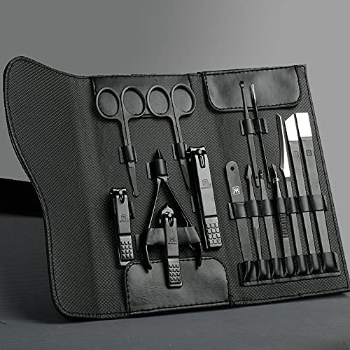 zxb-shop Nail Clipper and Nail Scissors Set with Portable Case, Black Accessories