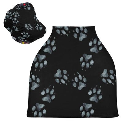 Dog and Cat Paw Print Watercolor Baby Car Seat Canopy