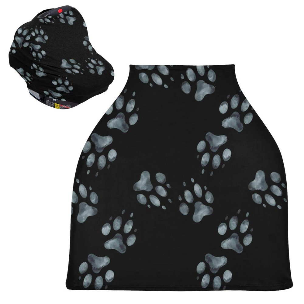 Dog and Cat Paw Print Watercolor Baby Car Seat Canopy