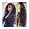 13x4 Deep Wave Lace Front Human Hair Wig, Curly Bob Wig for Black Women, 30-Inch HD Transparent Water Wave view 1