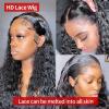 13x4 Deep Wave Lace Front Human Hair Wig, Curly Bob Wig for Black Women, 30-Inch HD Transparent Water Wave view 2