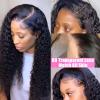 13x4 Deep Wave Lace Front Human Hair Wig, Curly Bob Wig for Black Women, 30-Inch HD Transparent Water Wave view 3