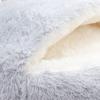 Fluffy Donut Cat Bed with Hood, Washable, Non-Slip, Self-Warming, 60 cm, Pink view 2