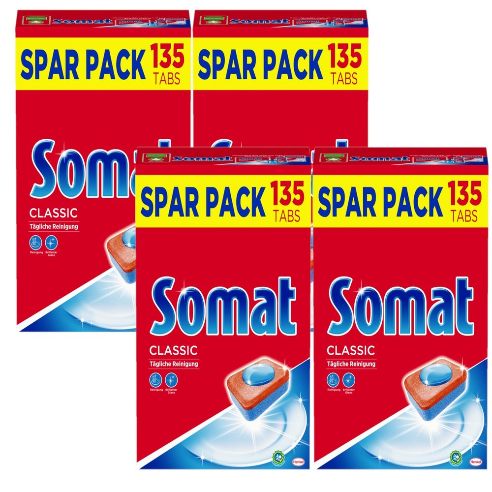 Somat Classic Dishwasher Tablets, 540 Tablets (4 x 135), Value Pack