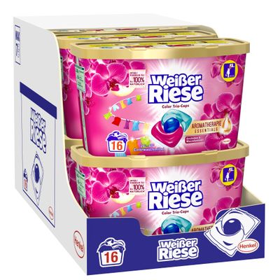 Weißer Riese Color Trio-Caps Aromatherapy Essentials, 128 Wash Loads (8 x 16), with Orchid & Macadamia