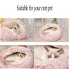 50 cm Pink Plush Donut Cat Bed with Hooded Cave view 2