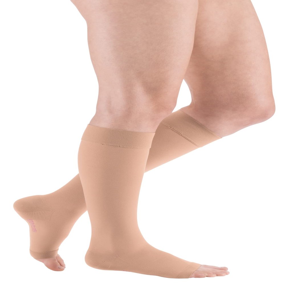 medi mediven plus Unisex Compression Knee-High Stockings, CCL 2, Caramel, Size VI, Open Toe