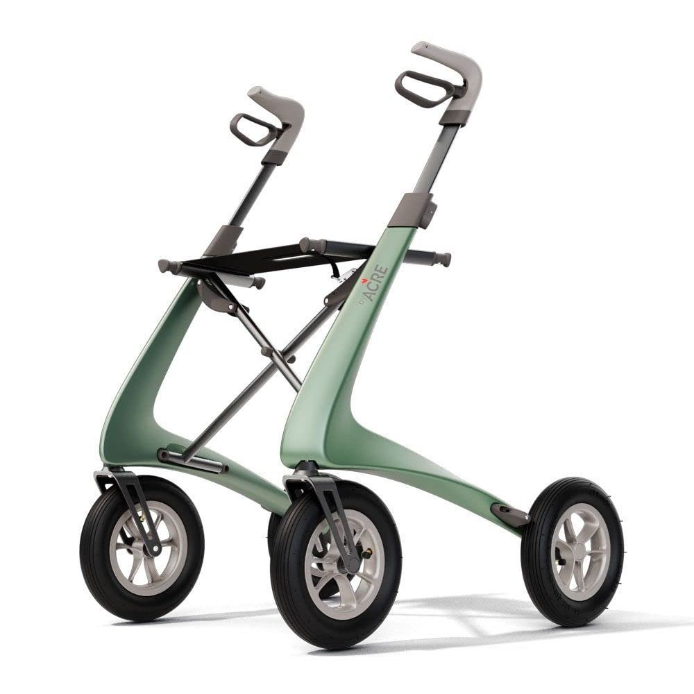 Acre Carbon Overland Rollator, 6.7 kg, Up to 150 kg, Air-Filled Rubber Tires, Front Bag
