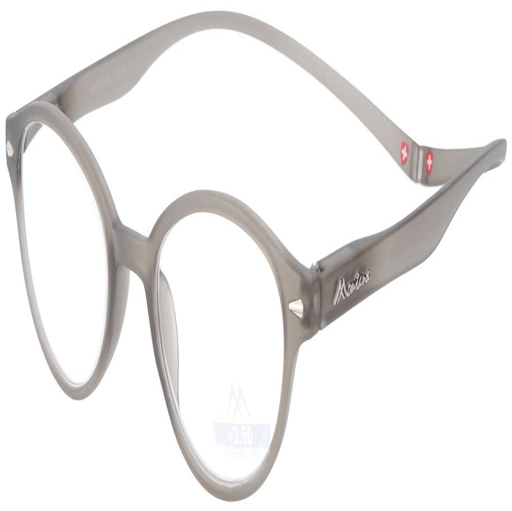 Oval MONTANA “MAG” Reading Glasses with Magnetic Temples, Gray, +3.00 D