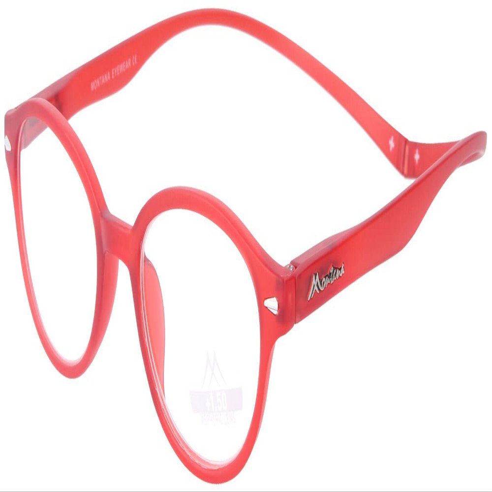 MONTANA MAG Oval Reading Glasses, Red, +3.00 D