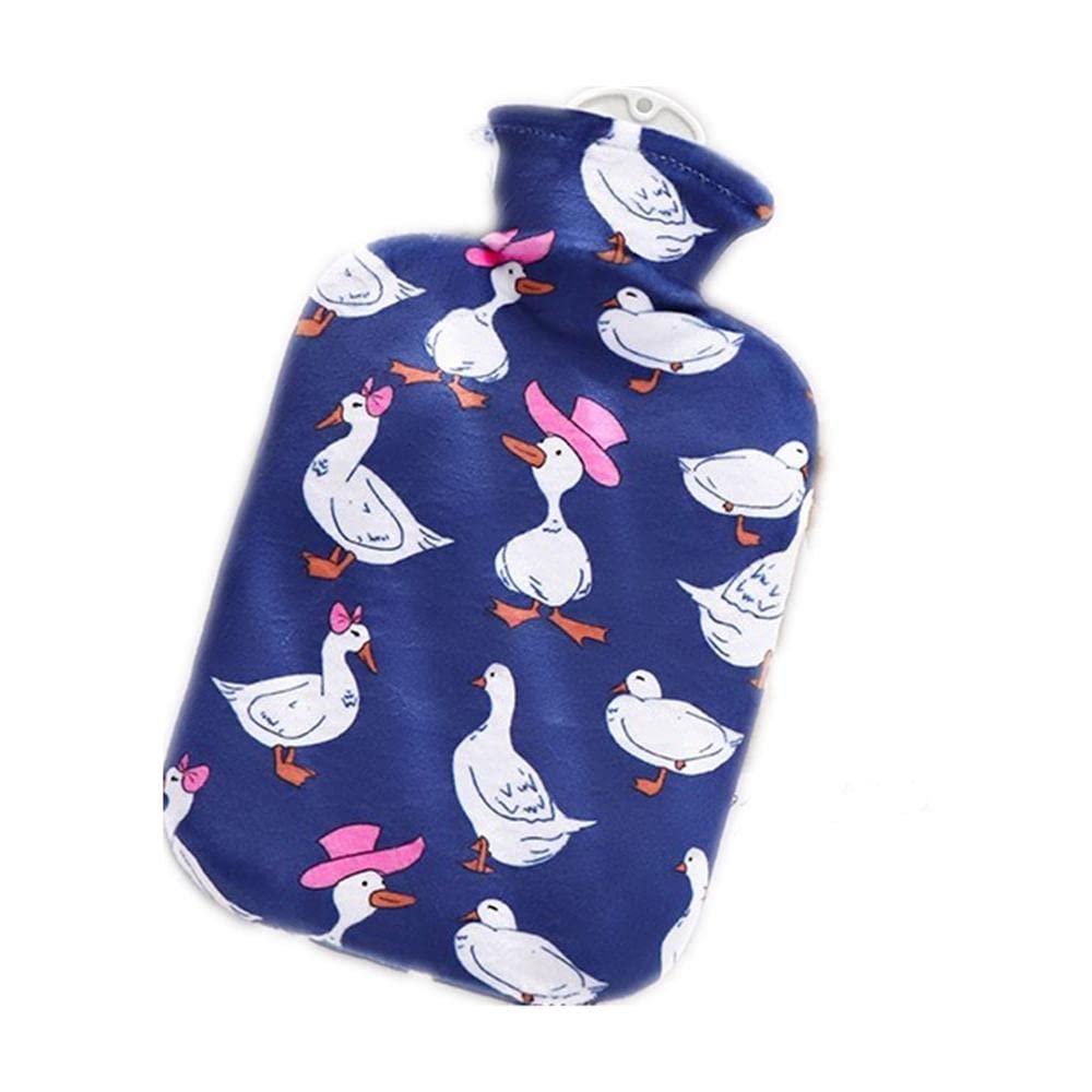 Uteruik Rubber Hot Water Bottle with Soft Flannel Cover for Neck, Shoulder, and Back Pain, 500 mL (#B)