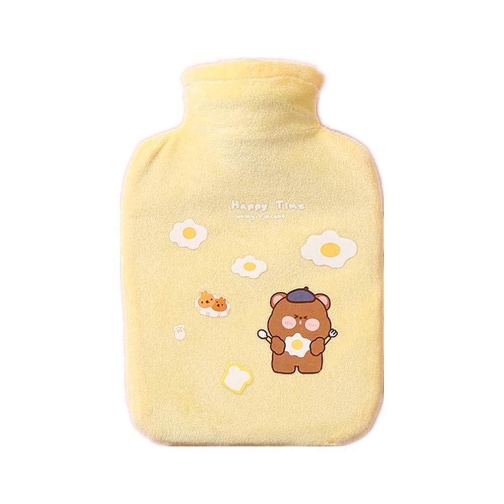 Uteruik 400 ml Rubber Hot Water Bottle with Print and Soft Flannel Cover for Heat and Cold Therapy (#B)