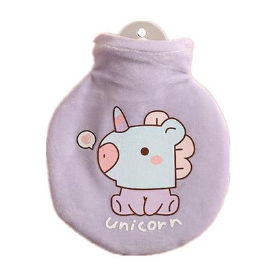 Uteruik Round Hot Water Bottle with Flannel Cover, 350 ml