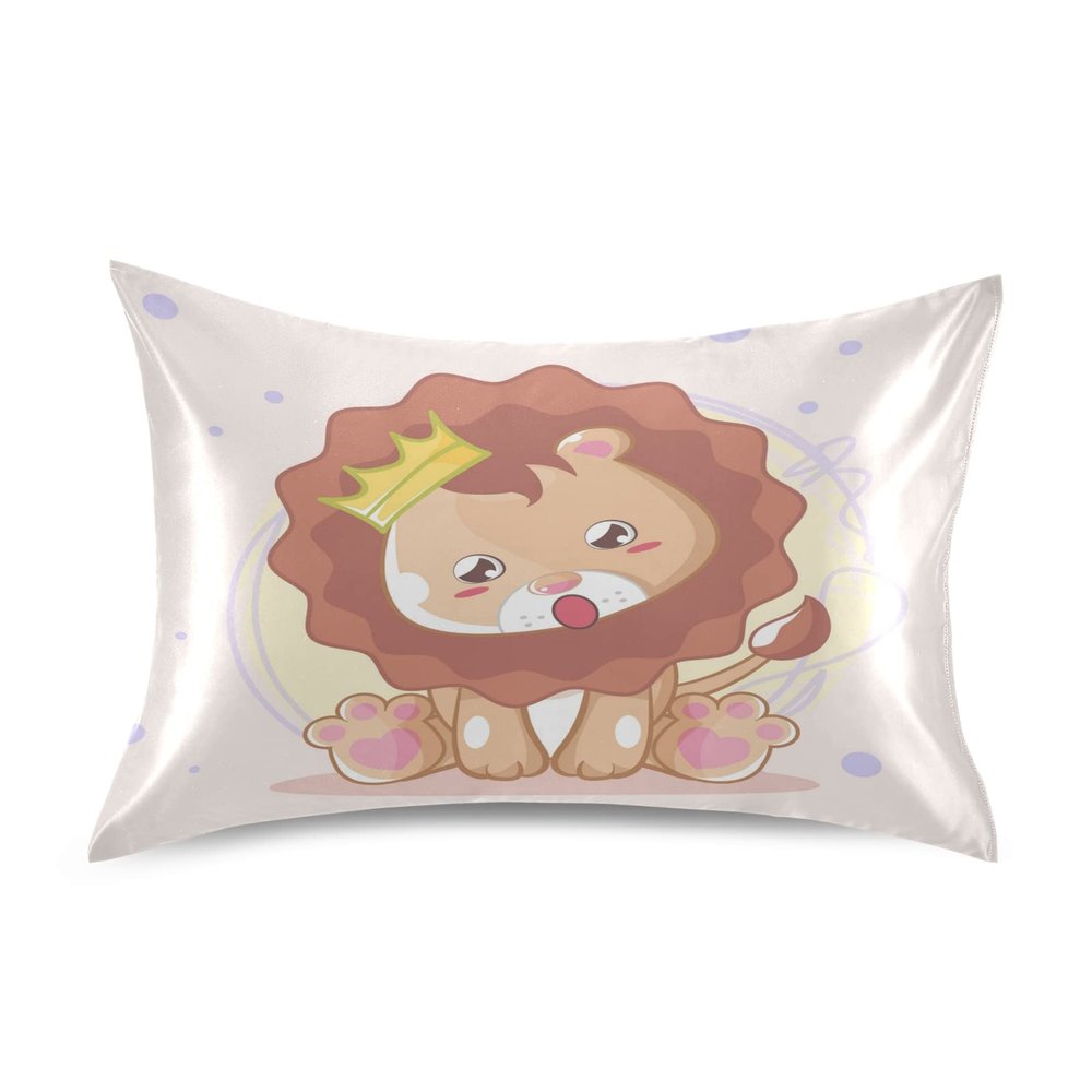 Cute Cartoon Lion Baby Pillowcase, Silk Polyester, Super Soft, 1 Piece, Standard/Queen/King