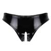 iEFiEL Women's Wetlook Open-Crotch Hotpants with Lace, Black, 3XL view 1