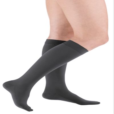 medi mediven comfort Unisex Knee-High Stockings with Lace, Extra-Soft Compression CCL 2, Anthracite, Size I