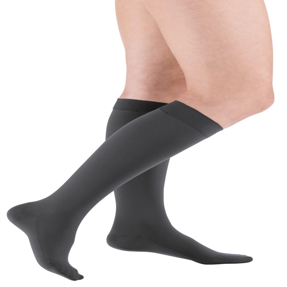 medi mediven comfort Unisex Knee-High Stockings with Lace, Extra-Soft Compression CCL 2, Anthracite, Size I