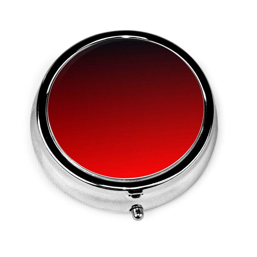 Red and Black Ombre Round Pill Organizer