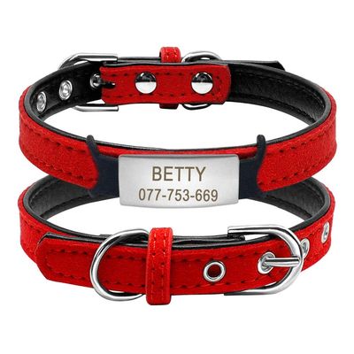 Personalized Engravable Cat Collar with Bells, Dog Collar, ID Tag, Pet Collar, Dog Necklace, Pet Supplies - Red_XXS