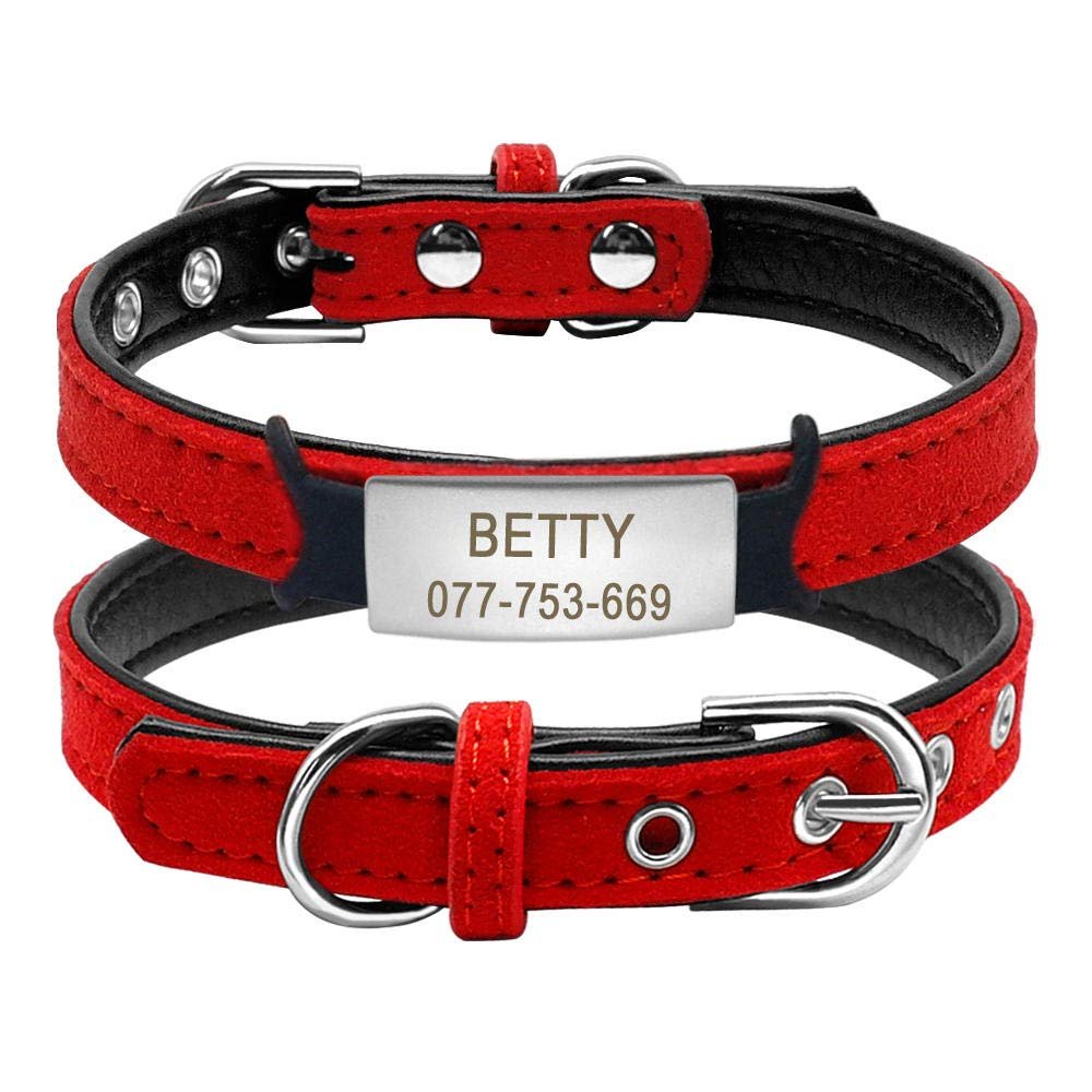 Personalized Engravable Cat Collar with Bells, Dog Collar, ID Tag, Pet Collar, Dog Necklace, Pet Supplies - Red_XXS