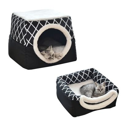 LIEMUAO Cat Cave, Foldable Semi-Closed Cat Bed