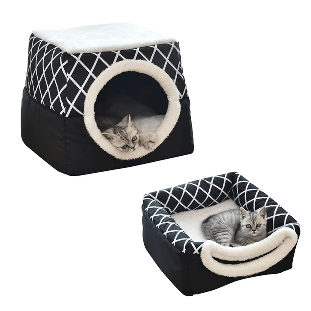 LIEMUAO Cat Cave, Foldable Semi-Closed Cat Bed
