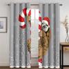 Treer 3D Christmas Print Blackout Curtains with Grommets, 2-Piece Set, Gray, W168 x L183 view 2