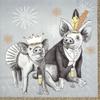IHR L 894245 Paper Lunch Napkins, Party Pigs, Gray, 20 ct., 33 x 33 cm, 3-Ply view 1