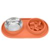 Restokki Slow Feeder Dog Bowl, Non-Slip Removable 2-in-1 Food and Water Bowl, Orange view 1