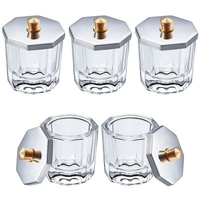 5-Piece Nail Art Glass Crystal Cups with Lids