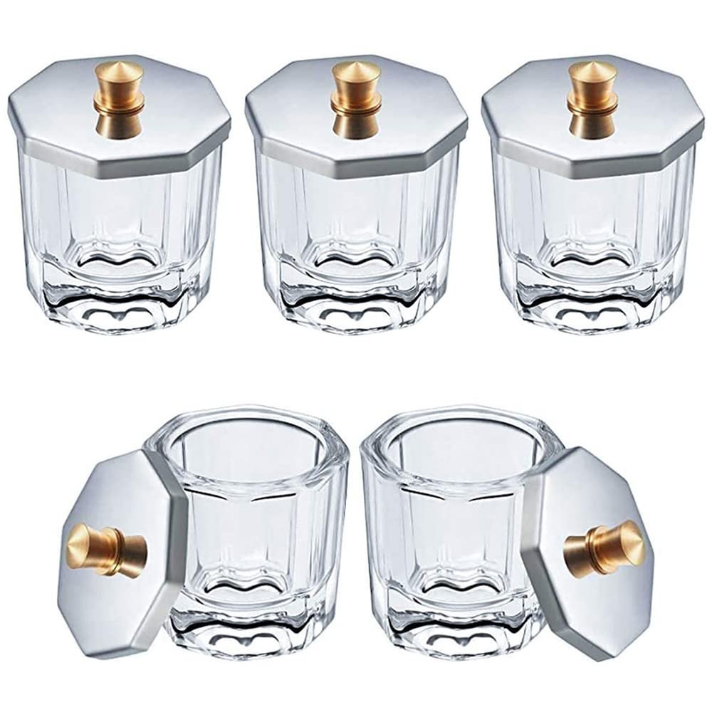 5-Piece Nail Art Glass Crystal Cups with Lids