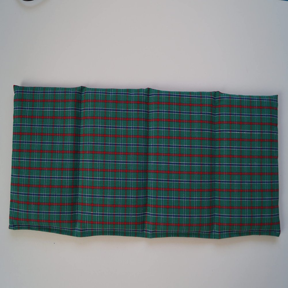 Wheat Grain Pillow, 4-Chamber, 50 x 17 cm, Green Plaid