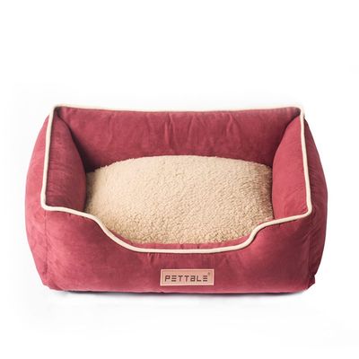 XJST Plush Dog Bed for Small, Medium, and Large Dogs, Burgundy, 90 cm