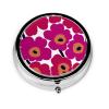 Red Flower Pill Case for Purse, Cute Small Round Travel Pill Organizer view 1