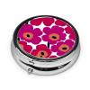 Red Flower Pill Case for Purse, Cute Small Round Travel Pill Organizer view 2