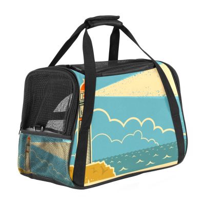 Pet Carrier Bag, Lighthouse Vintage, Soft-Sided, Foldable, Airline Approved