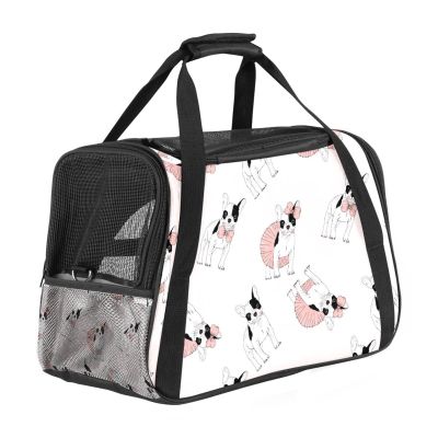Pet Carrier Bag with French Bulldog Girl Design, Soft-Sided, Foldable