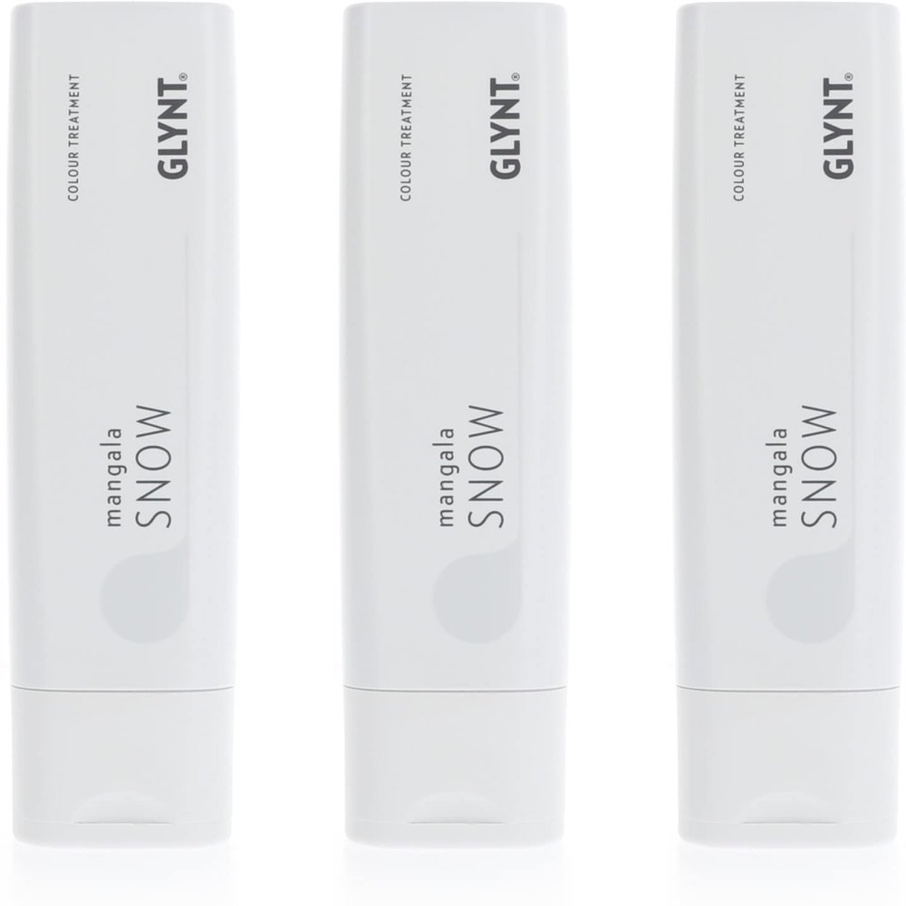Glynt Mangala Snow 3 x 200 ml - Vegan & Cruelty-Free - White/Silver - For Light Blonde Hair - Lotion
