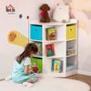 HOMCOM Kids' Room Storage Shelf with 3 Storage Bins, 7 Compartments, White view 2