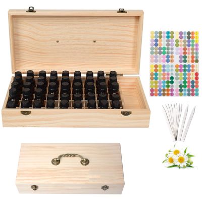 RoseFlower 46-Slot Wooden Essential Oil Storage Box