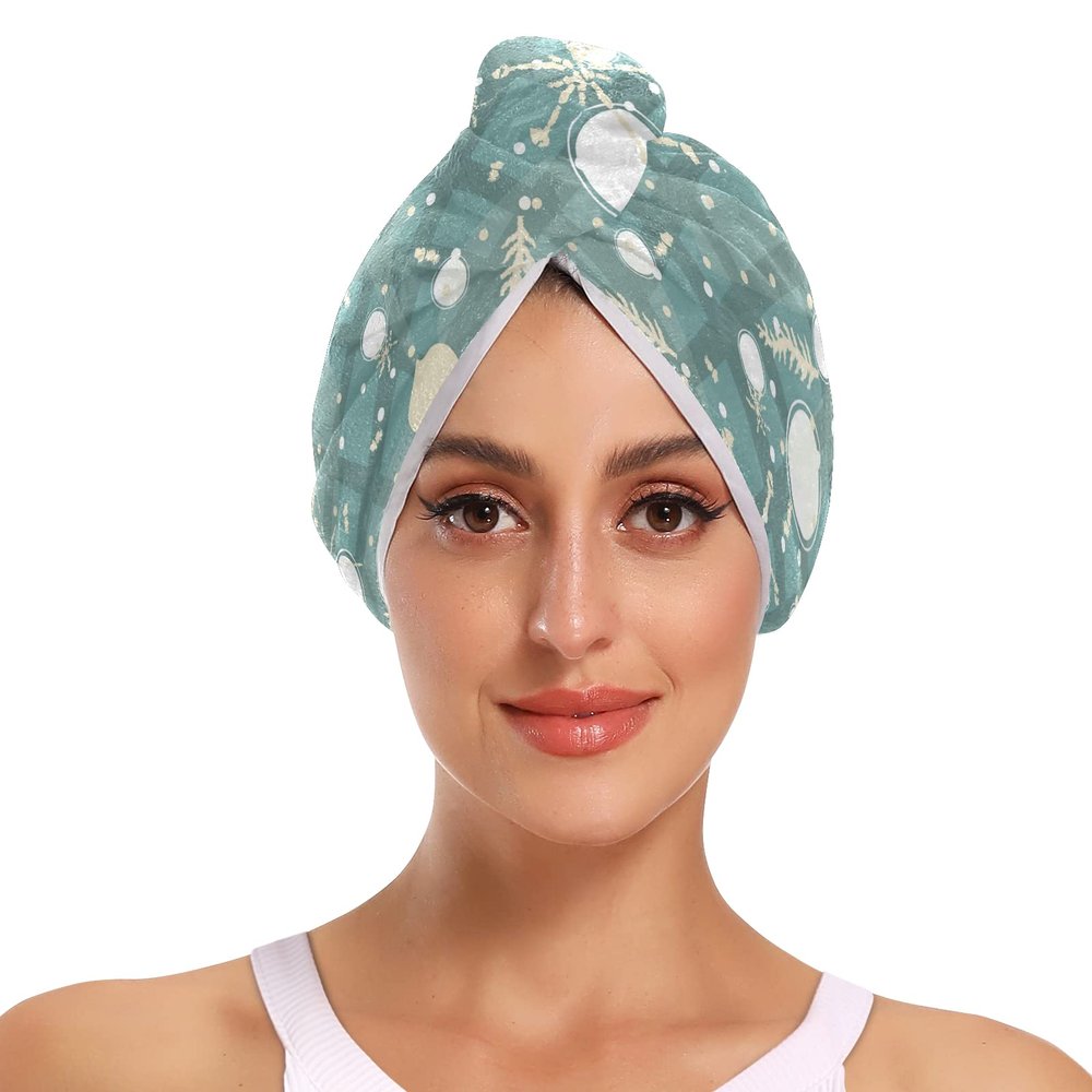 Hair Drying Towels with Scribble Pattern, 2-Pack, Microfiber Twist Turbans for Wet Hair