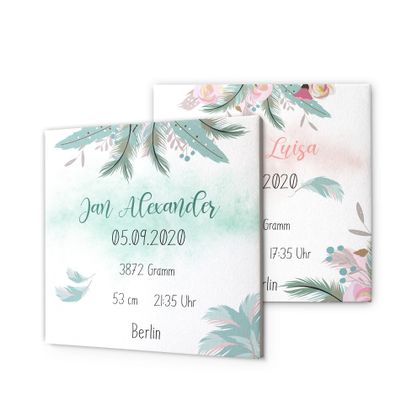 Baby Birth Details Canvas with Name, Weight, Height & Time – Design 3