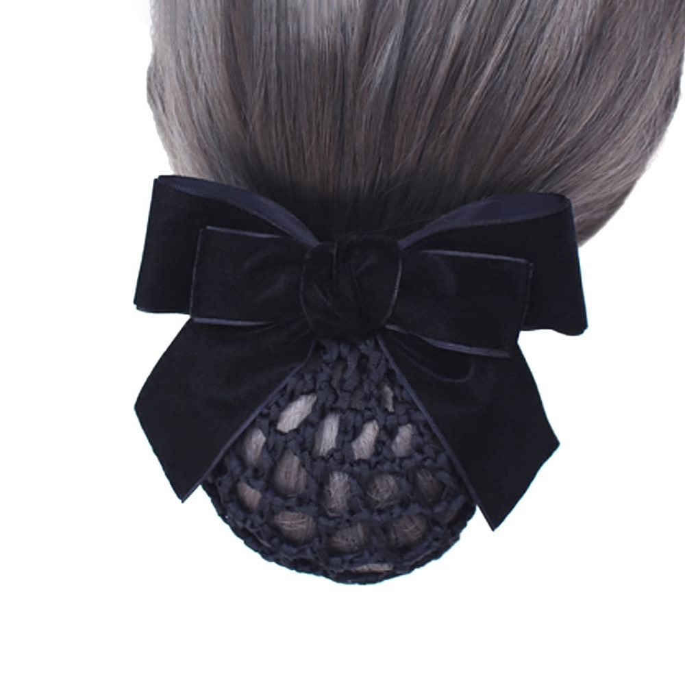 JIHUOO Women's Black Hairnet Bow Barrette