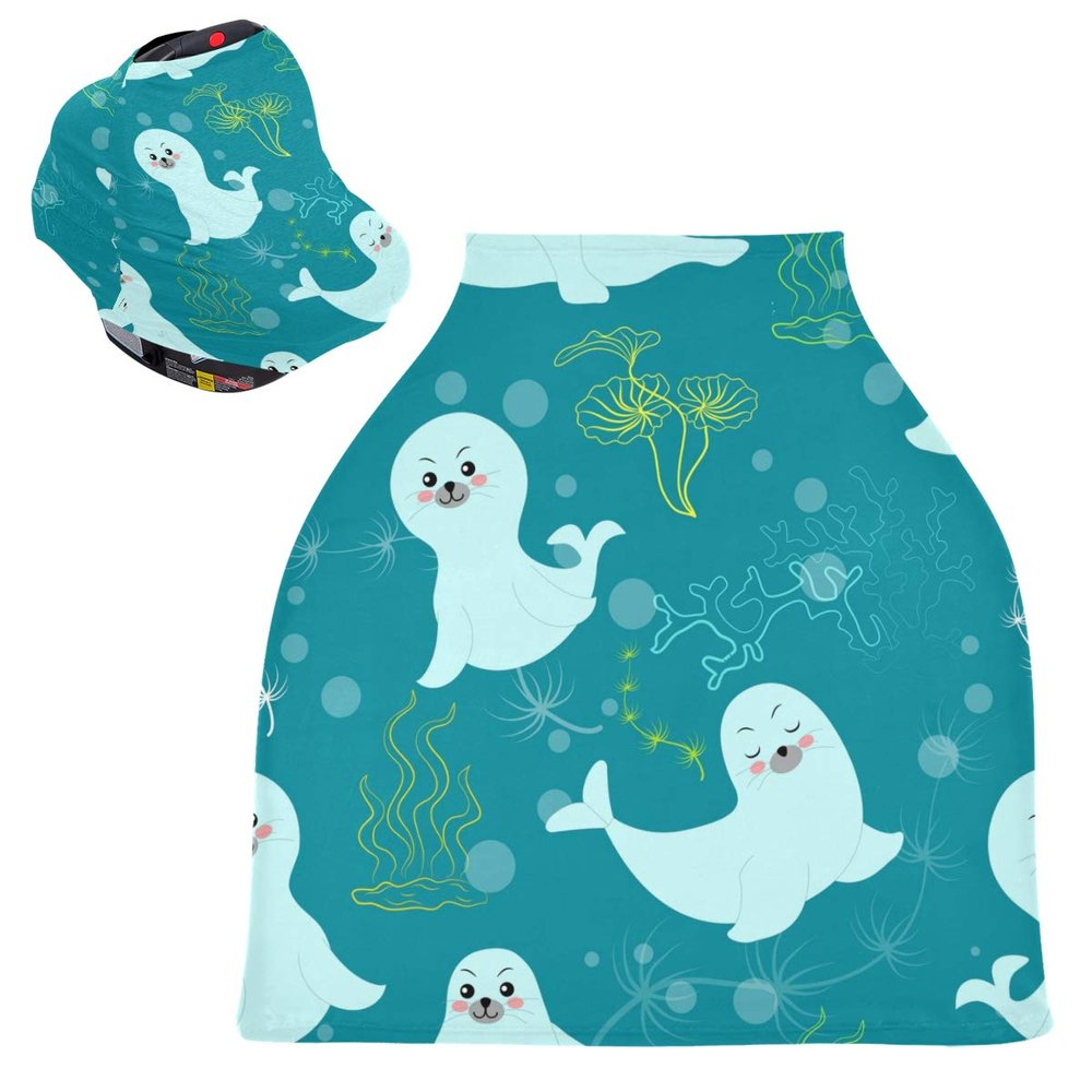 Seelwen Fischen Blue Baby Car Seat Canopy and Nursing Cover